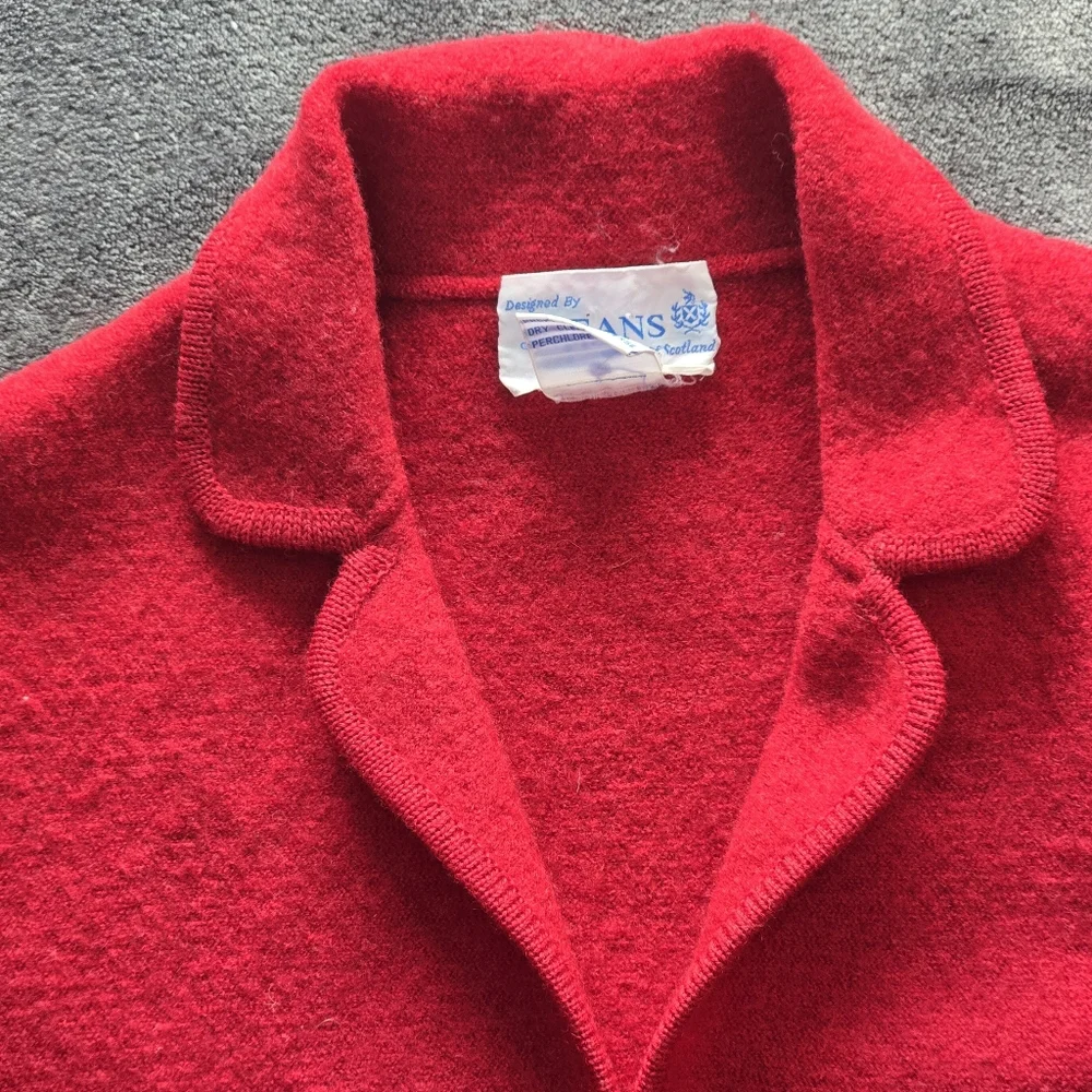 Dean Of Scotland 100% Wool Red Sweater Coat Size Medium - Picture 5 of 12